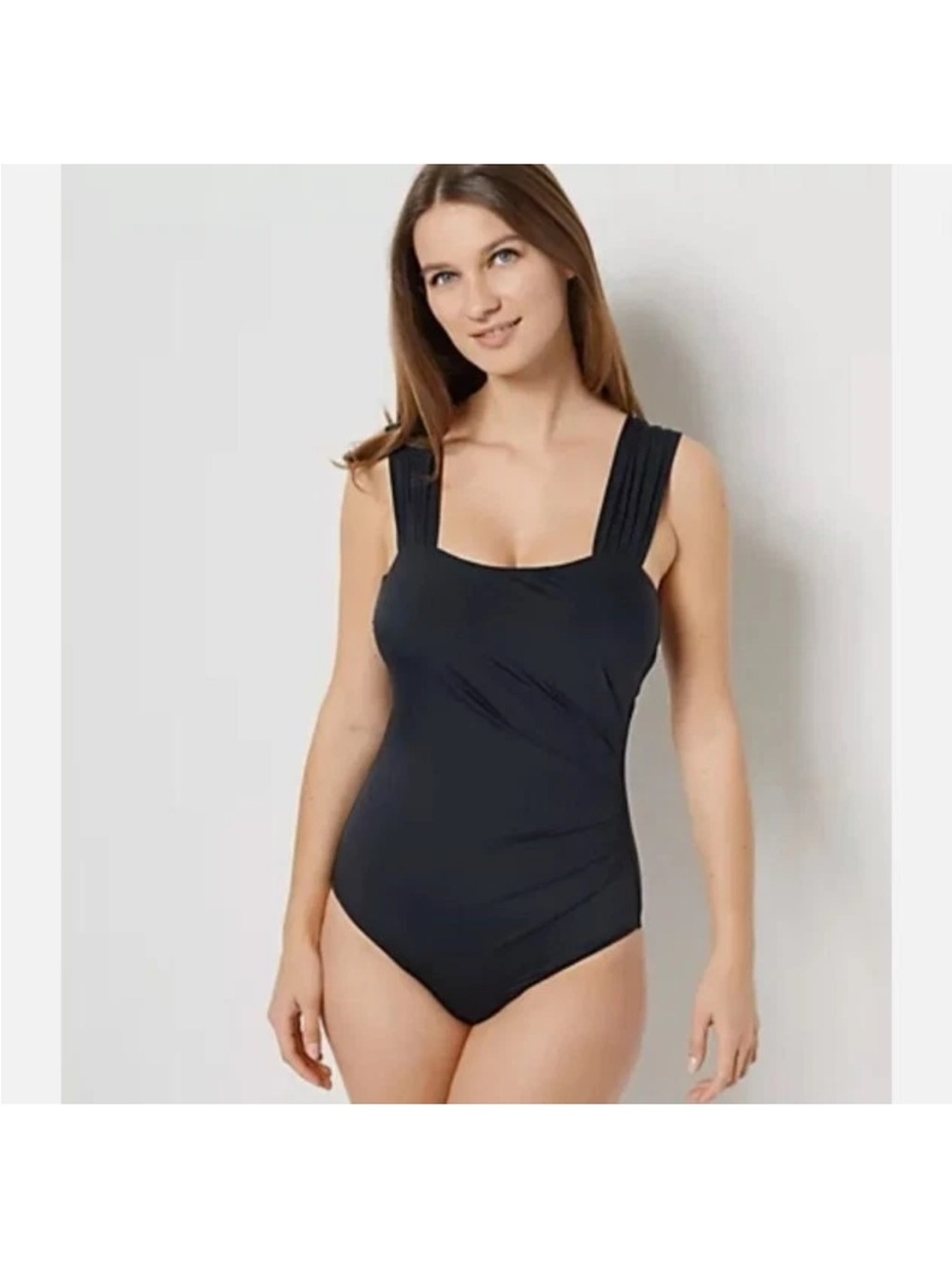 Jantzen Glamour One-Piece Swimsuit Black Plus Size 8